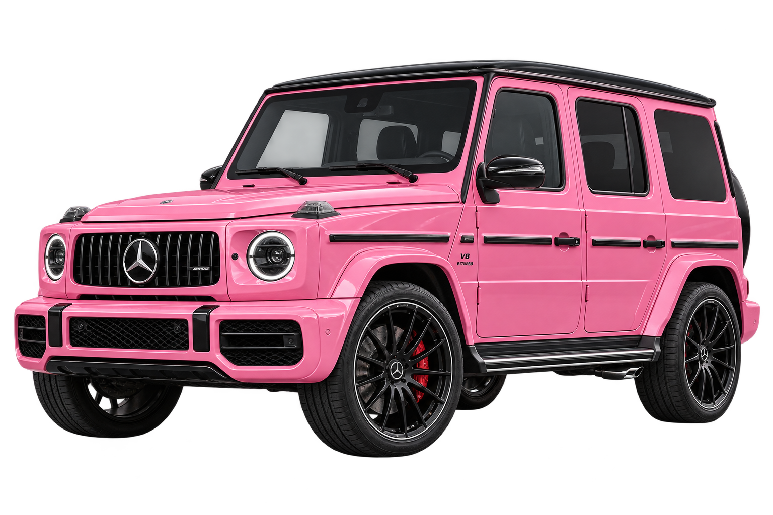 Roosa Mercedes-Benz G-klassi maastur